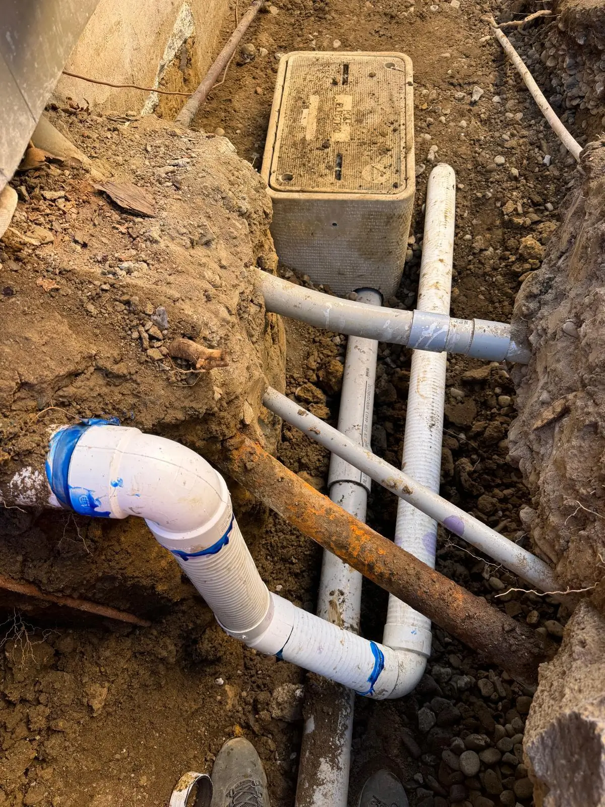 PG&E secondary conduit laid in trench with sand bedding by Vertex General Contractor Marin County